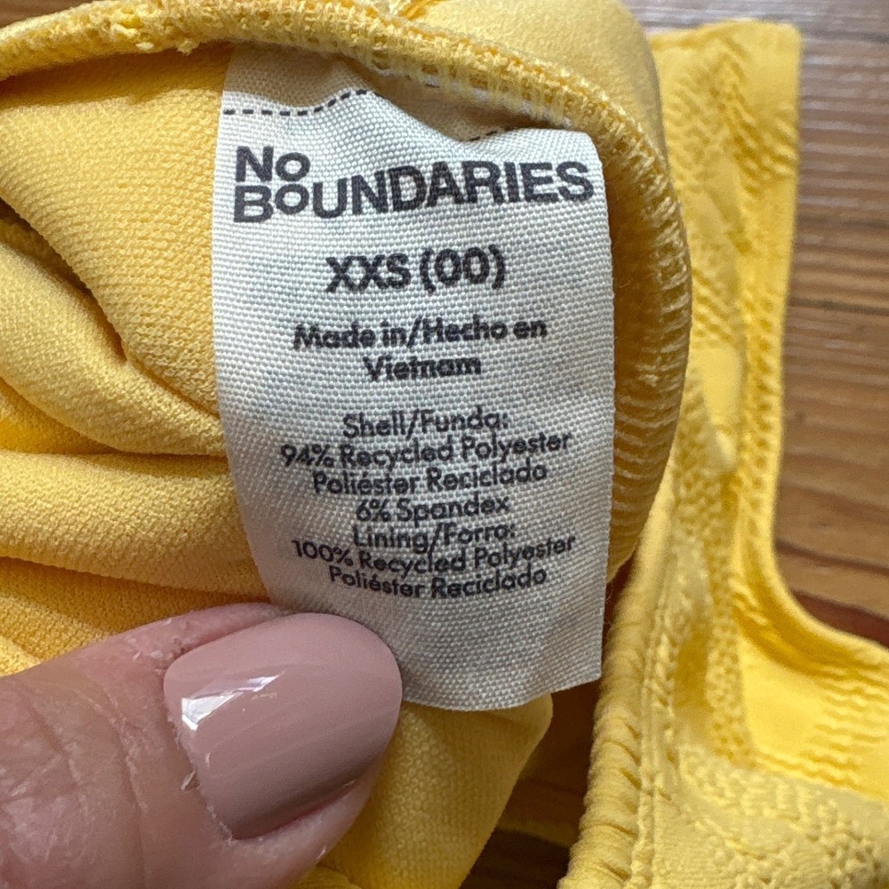 No Boundaries One Piece Swimsuit Women Yellow Floral Textured High Leg SIZE XXS - Picture 6 of 6